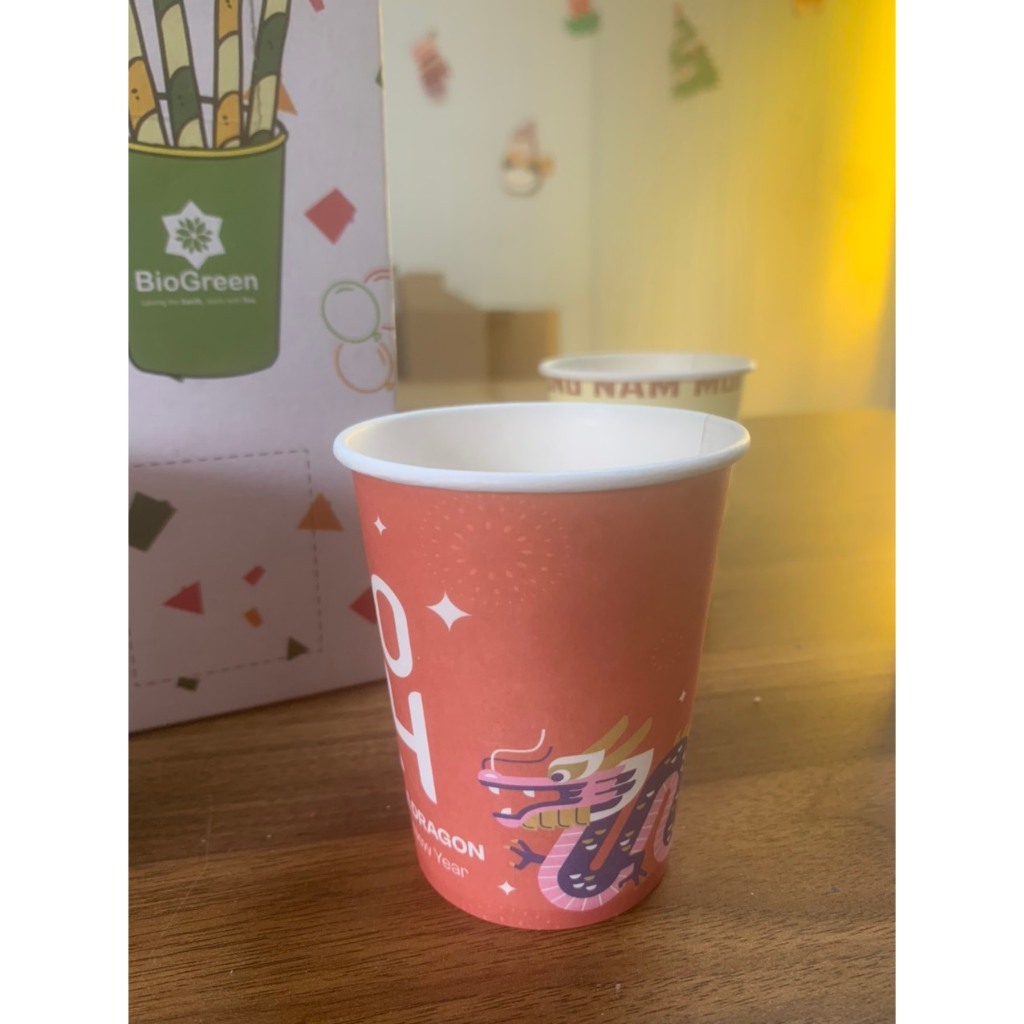 Thùng 300 Ly/cốc giấy 230gsm cao cấp 195ml - 6.5oz màu trắng,nâu kraft, ly giấy văn phòng chịu nhiệt