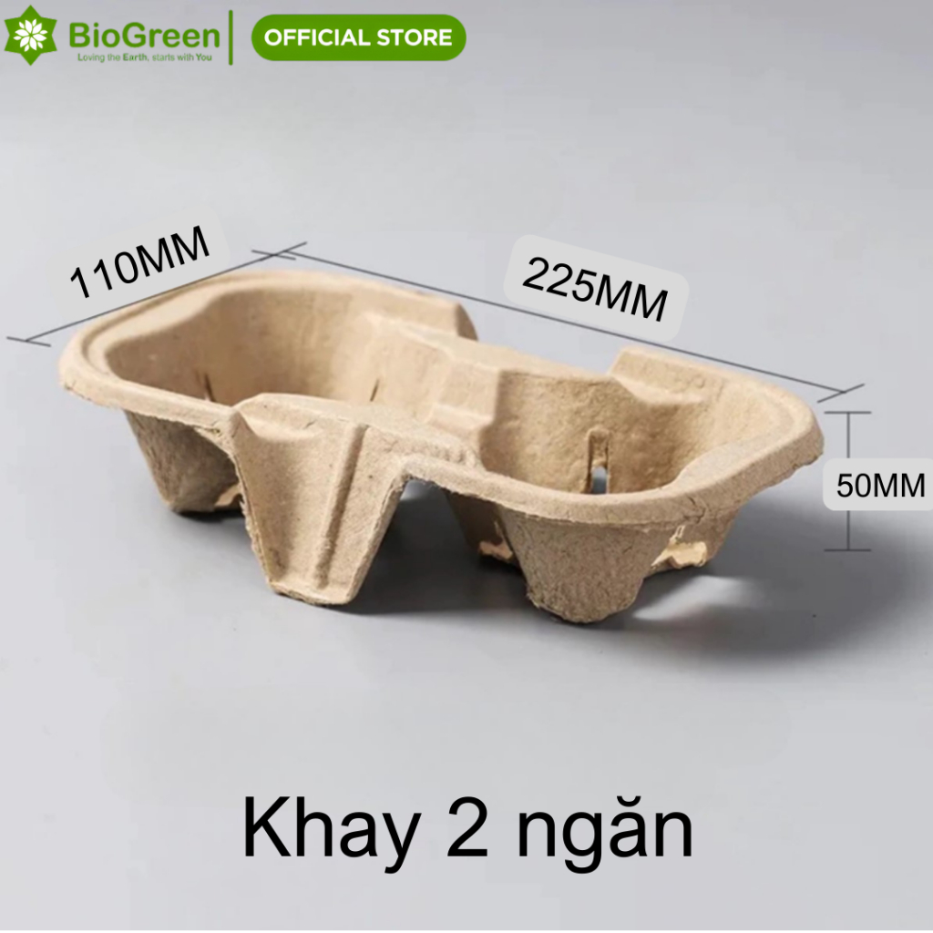 Set 10 khay giấy đựng ly 2 ngăn, 4 ngăn đựng cofee, trà sữa,... tiện dụng thân thiện với môi trường