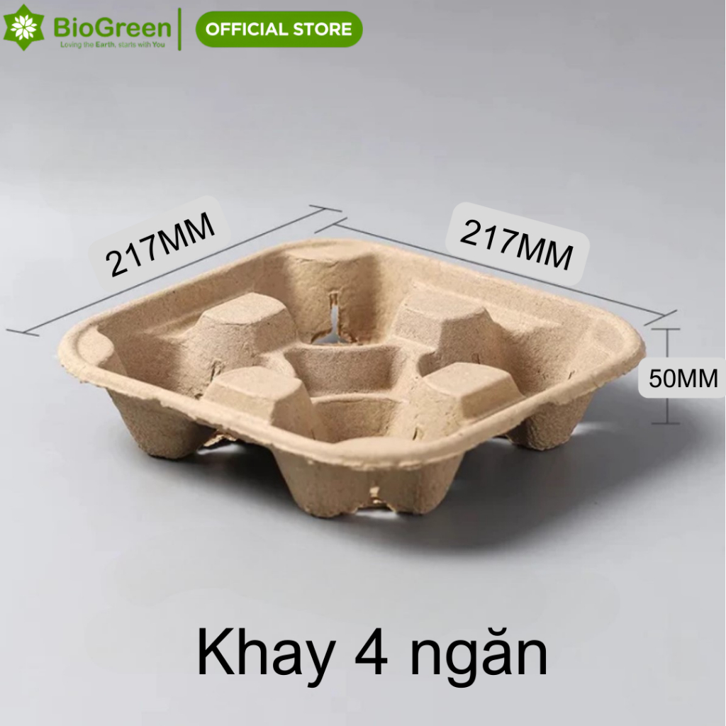 Set 10 khay giấy đựng ly 2 ngăn, 4 ngăn đựng cofee, trà sữa,... tiện dụng thân thiện với môi trường