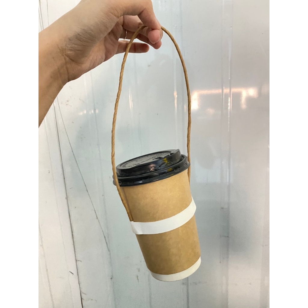 100 quai xách ly giấy, quai ly lá cây túi chữ T đựng cafe bằng giấy kraft cao cấp, lá cây dẻo dai