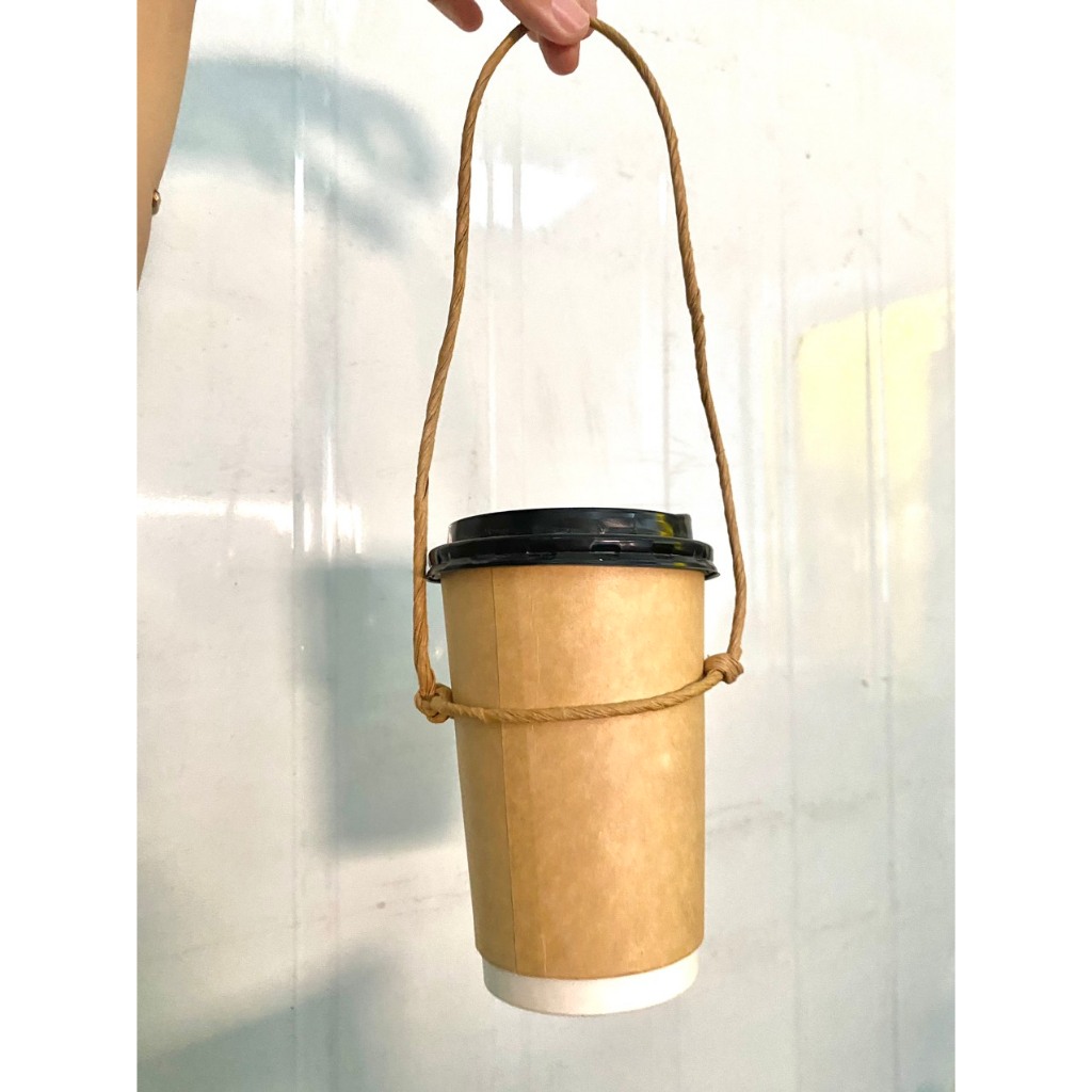 100 quai xách ly giấy, quai ly lá cây túi chữ T đựng cafe bằng giấy kraft cao cấp, lá cây dẻo dai