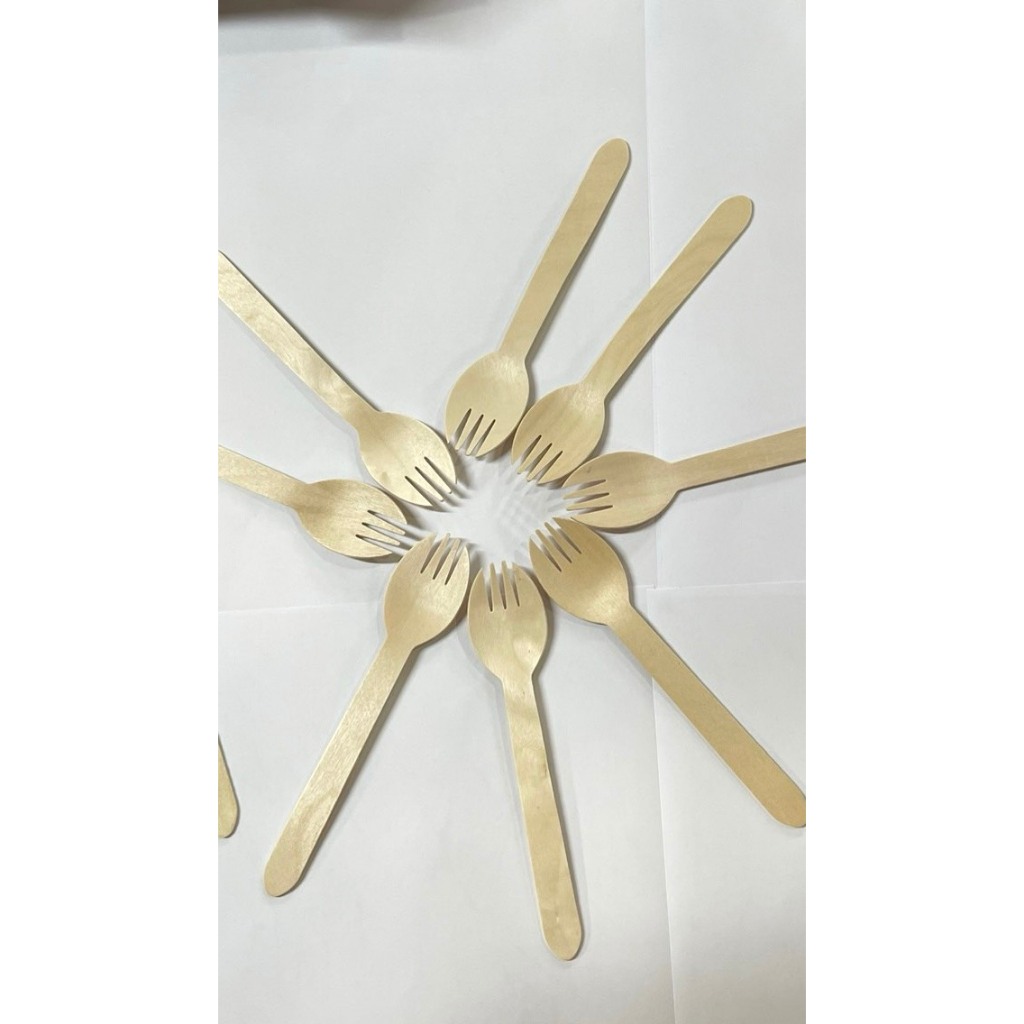 100 thìa muỗng/ nĩa/ dao gỗ xuất khẩu Nhật dùng 1 lần dài 16cm/ 11cm dùng ăn kem, bánh kem, cafe