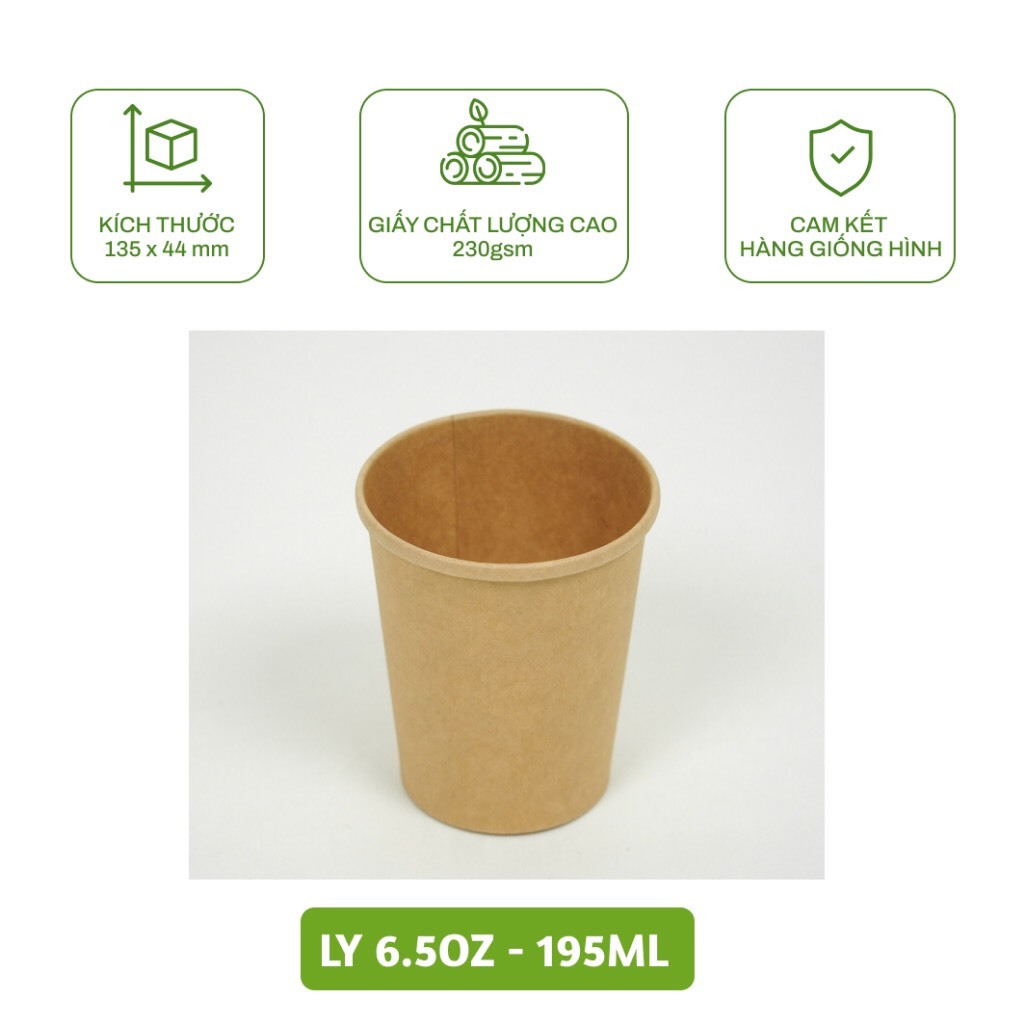 50 ly giấy trắng có nắp chịu nhiệt dùng 1 lần 16 oz 500ml