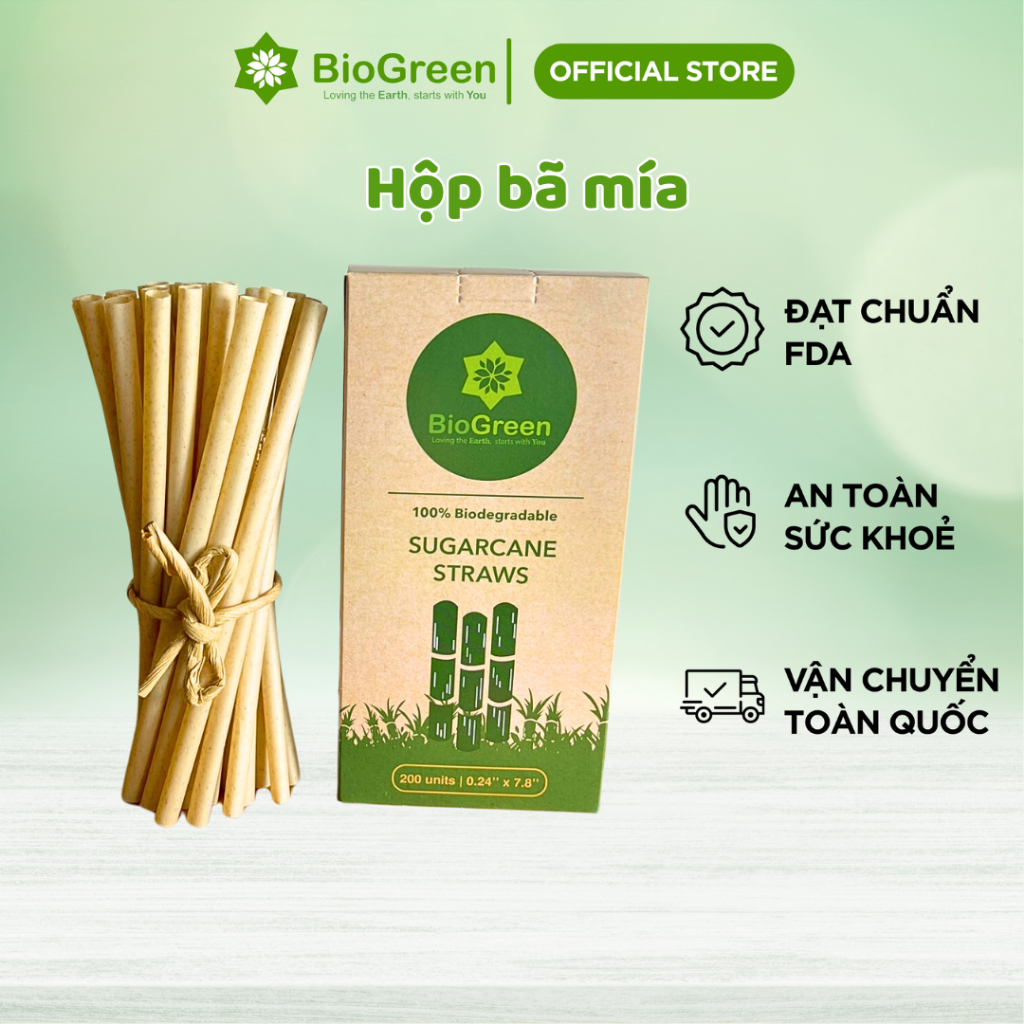 HỘP 200 ỐNG HÚT BÃ MÍA PHI 6 KHÔNG CHỨA PE