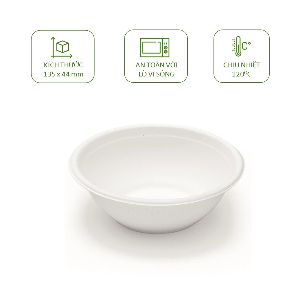 10 chén/ tô bã mía 350ml/500ml phân hủy tự nhiên, chất liệu bã mía tự nhiên