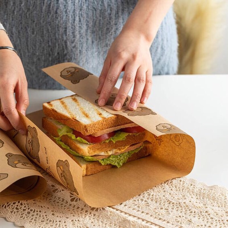 SET 100 tờ giấy gói bánh mỳ, hamburger, lót bánh size 30x30cm hàng cao cấp - nhiều mẫu