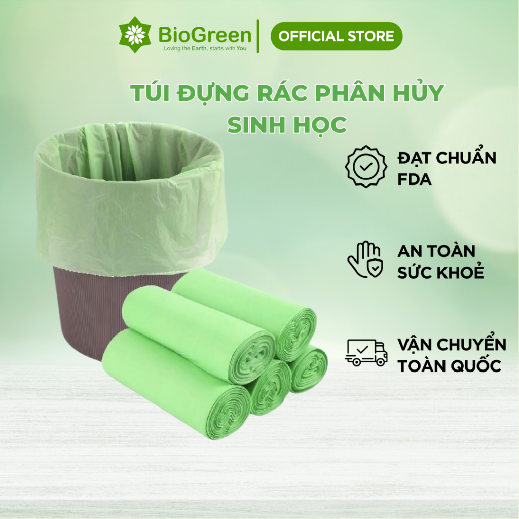 Set túi đựng rác compostable phân hủy sinh học, không nhựa 100%, cỡ nhỏ trung đại
