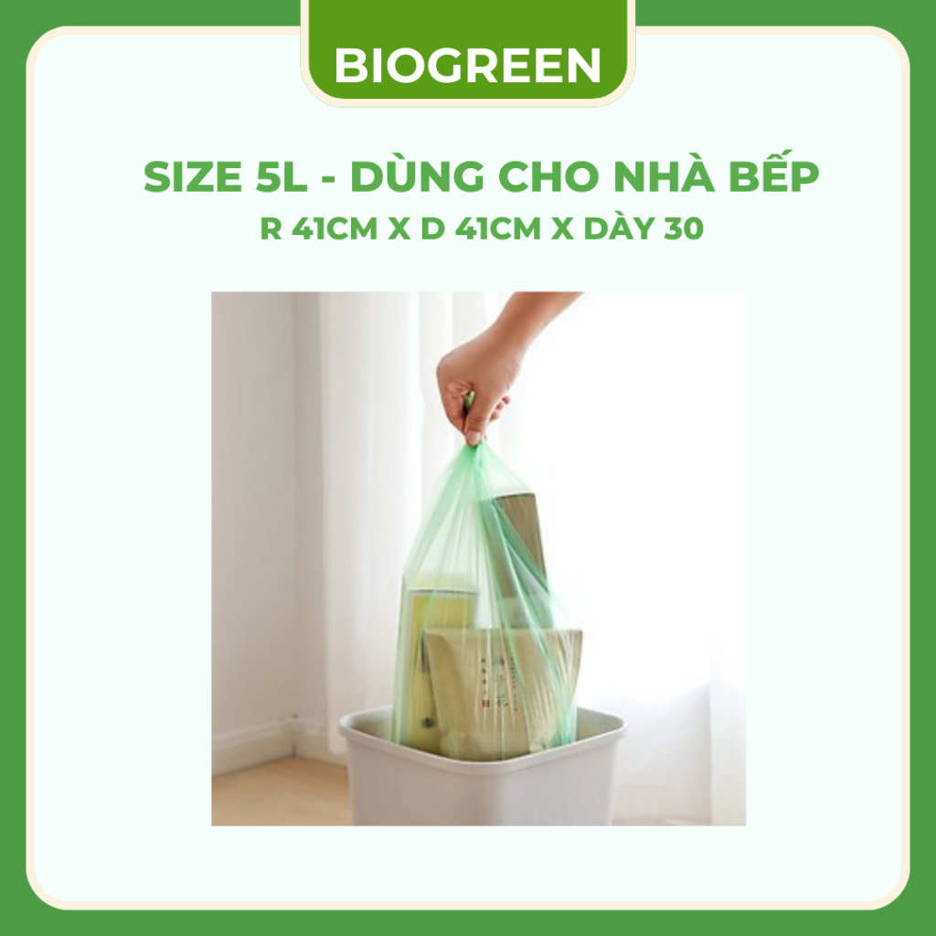 Set túi đựng rác compostable phân hủy sinh học, không nhựa 100%, cỡ nhỏ trung đại