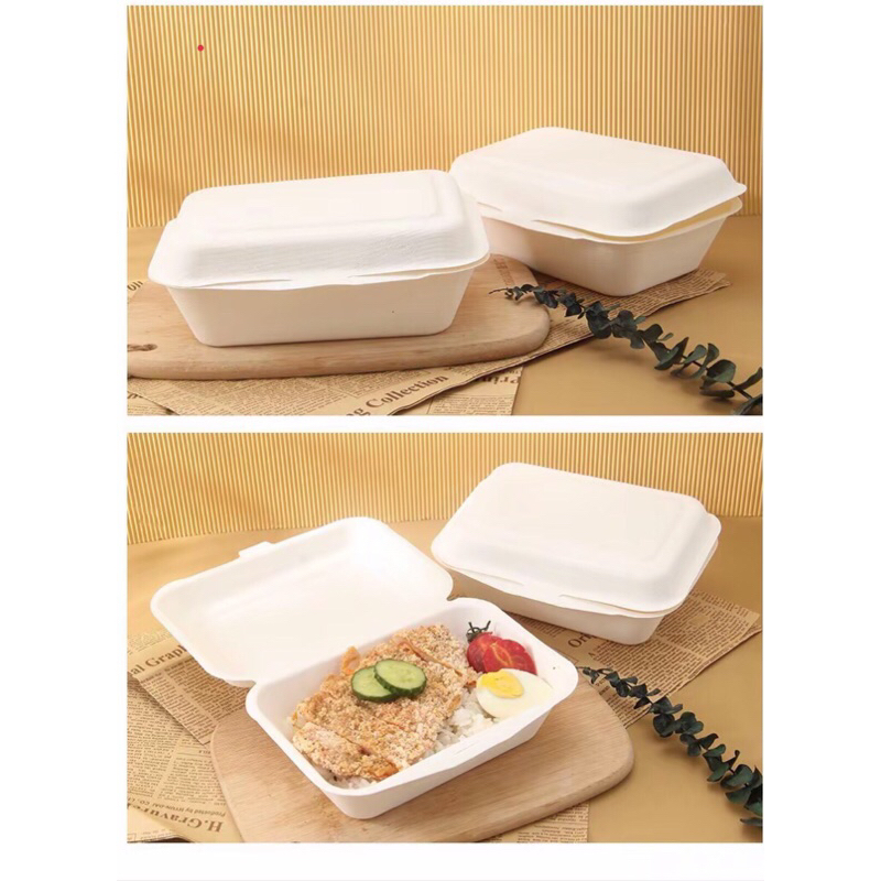 50 cái/ túi Hộp Bã Mía 1 Ngăn 600ml Biogreen