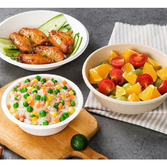 Thùng 500 chén/ tô bã mía 500ml phân hủy tự nhiên, chất liệu bã mía tự nhiên