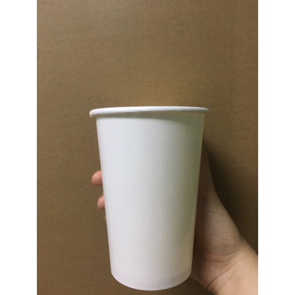 Thùng 100 Ly/cốc giấy  cao cấp 360ml-12oz, 500ml-16oz màu trắng ly trà sữa trân châu, sinh tố