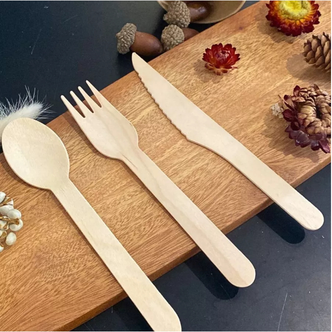 1000 thìa muỗng/ nĩa/ dao gỗ xuất khẩu Nhật dùng 1 lần dài 16cm dùng ăn bánh kem, kem, cafe