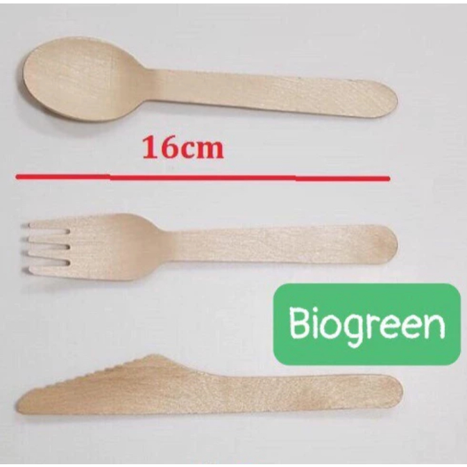 1000 thìa muỗng/ nĩa/ dao gỗ xuất khẩu Nhật dùng 1 lần dài 16cm dùng ăn bánh kem, kem, cafe