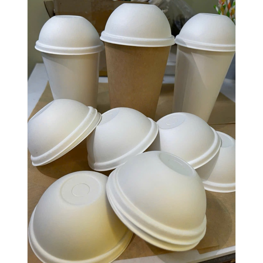 50 ly cốc giấy trắng có nắp 6.5oz - 195ml, 9oz-270ml,12oz-360ml,16oz - 500ml,22oz - 650ml dùng 1 lần
