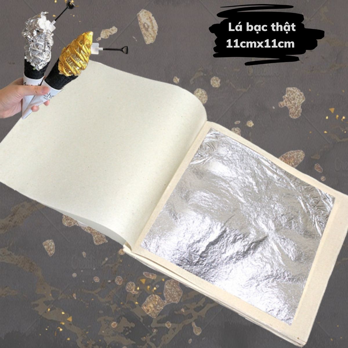 1 lá bạc thật 9999 khổ 11cm