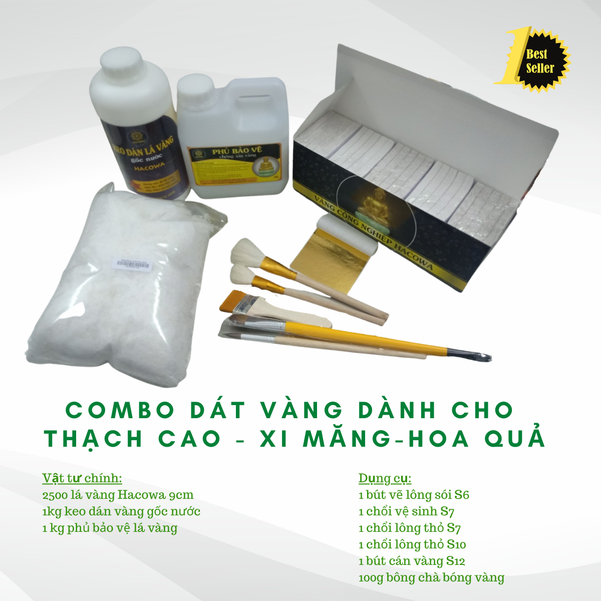 Combo 2500 lá BGH +1kg keo +1kg phủ bảo vệ +100g bông + thỏ S7,10+ cán vàng S12+ nhọn S12+cước S7