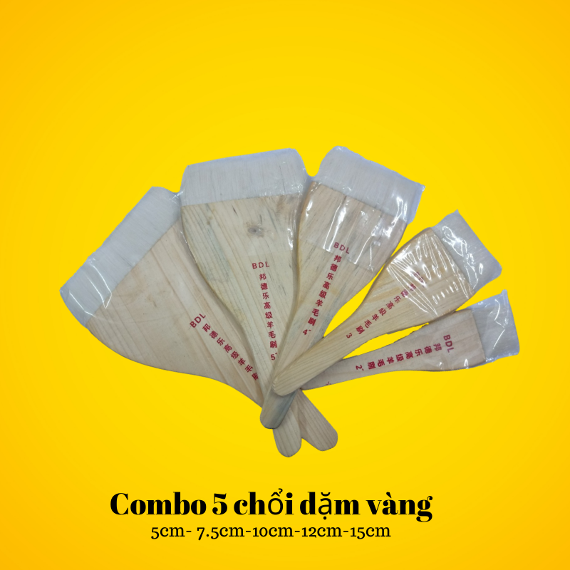 Combo 5 chổi lông dê tổng hợp đầu bằng (5cm-15cm)