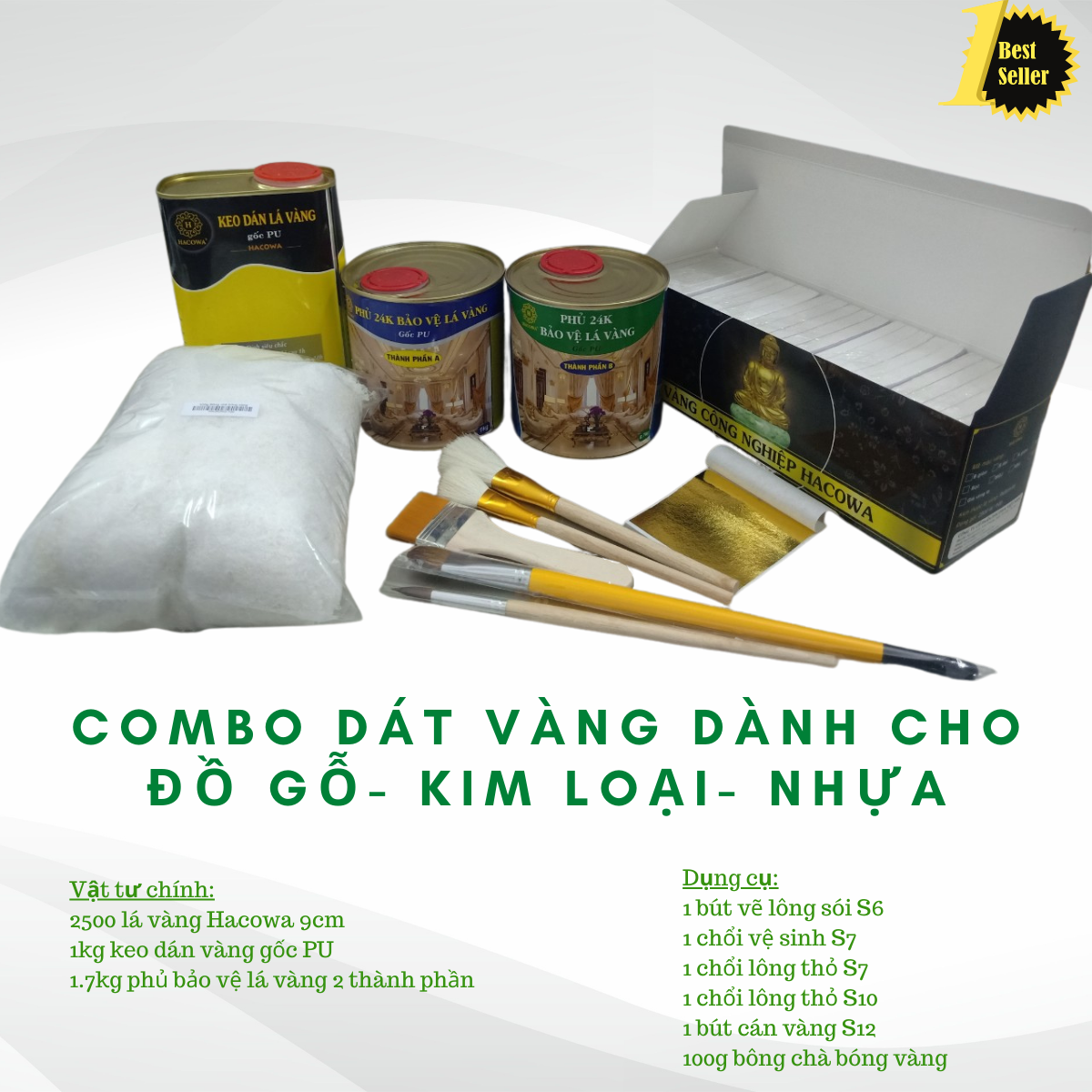 Combo 2500 lá BGH+1kg keo pu+1.7kg phủ +100g bông+thỏ S6.10+cán ngắn s12+s7 cước