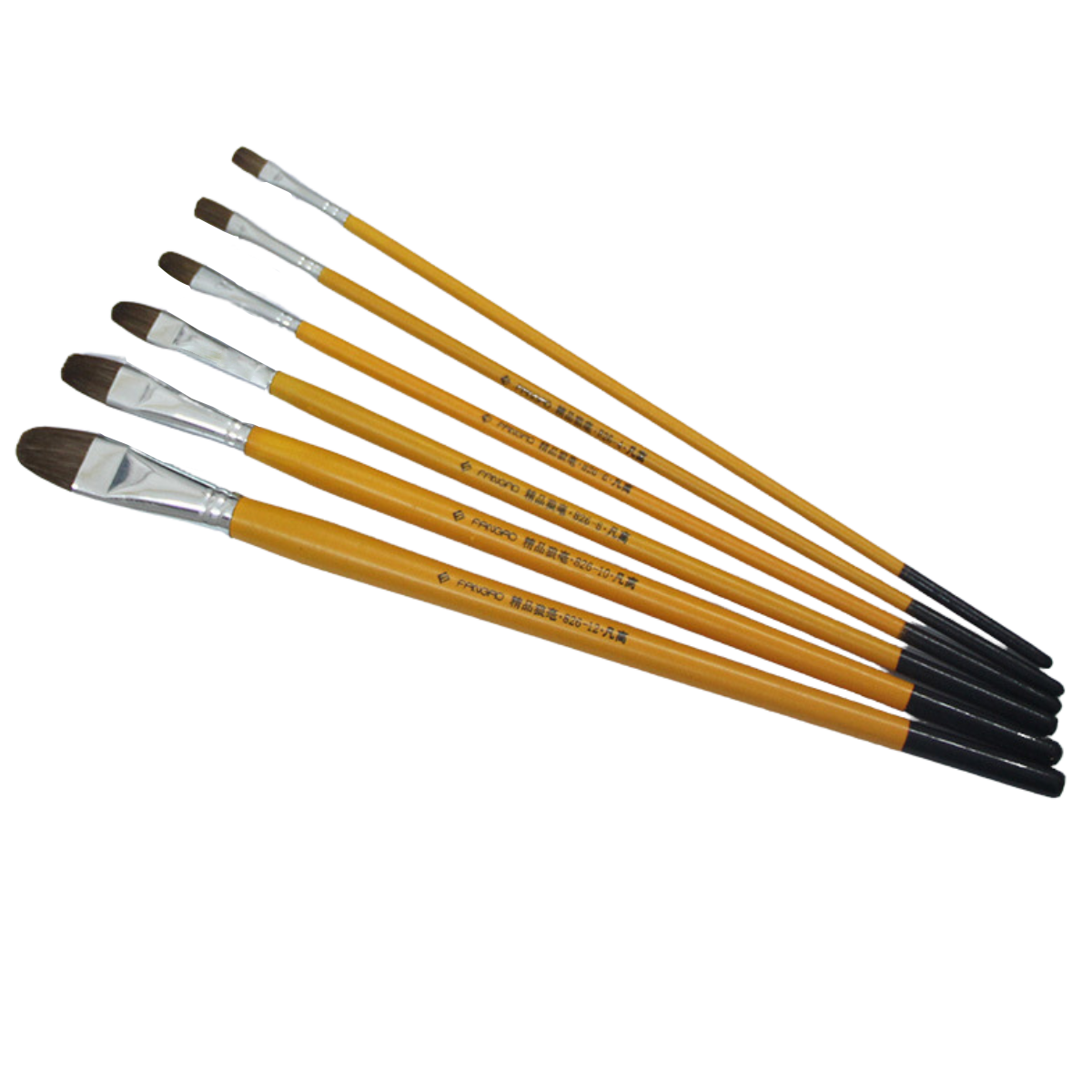 100 bộ bút lông sói cán vàng đầu bằng (6 cái / bộ)