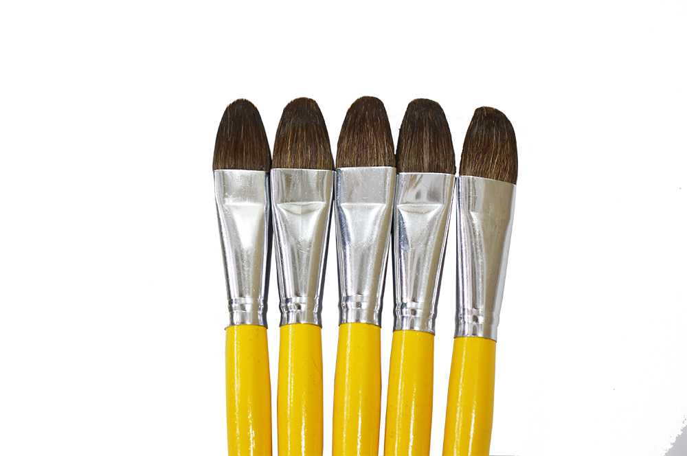 Bút lông sói cán vàng đầu bằng -S12