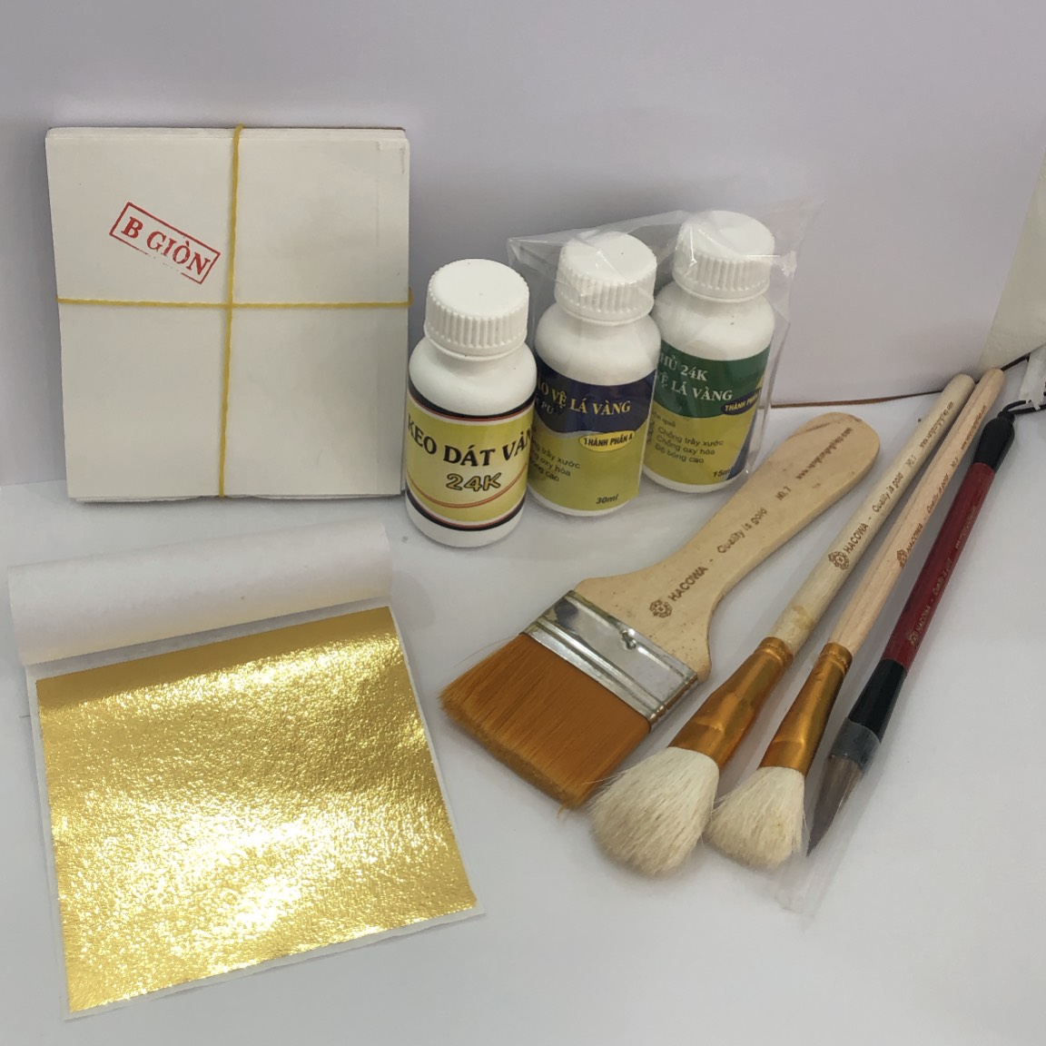 Combo 100 lá vàng BGH kèm keo 24k mini