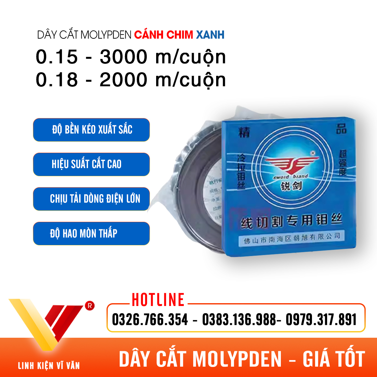Dây cắt molypden Cánh chim xanh với nhiều ưu điểm