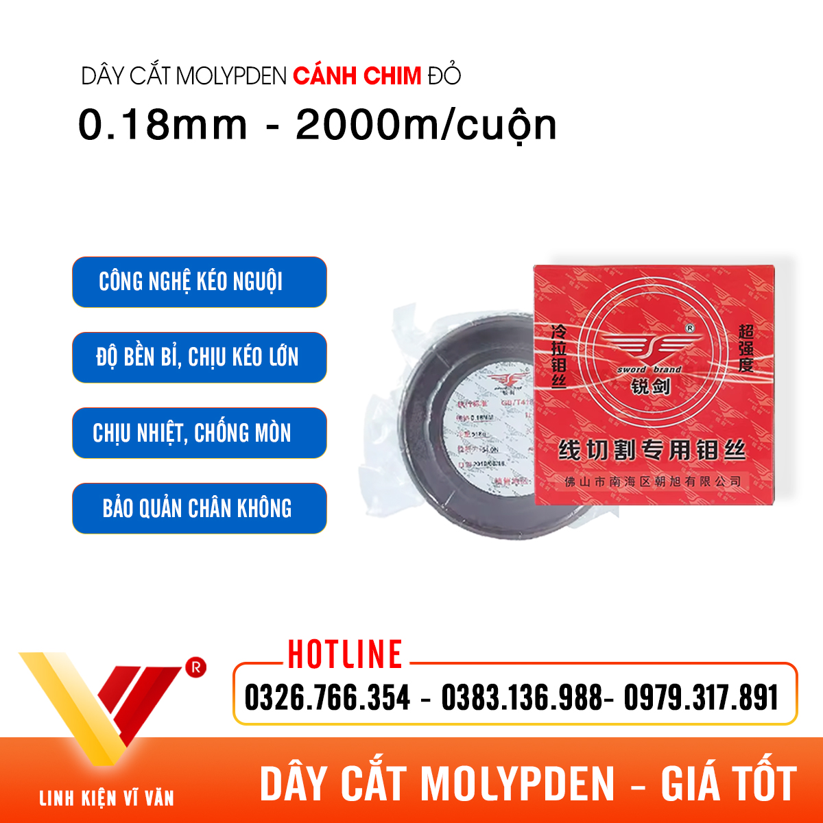Cuộn dây cắt Molypden Cánh Chim đỏ với các ưu điểm
