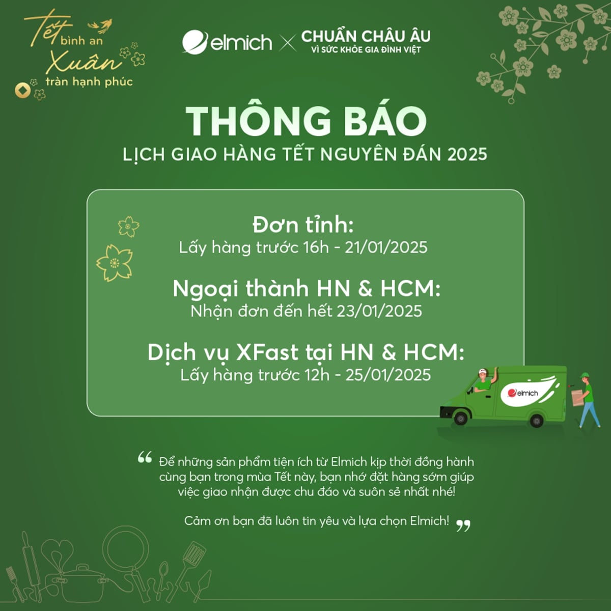 📣 THÔNG BÁO LỊCH GIAO NHẬN HÀNG CẬN TẾT 2025