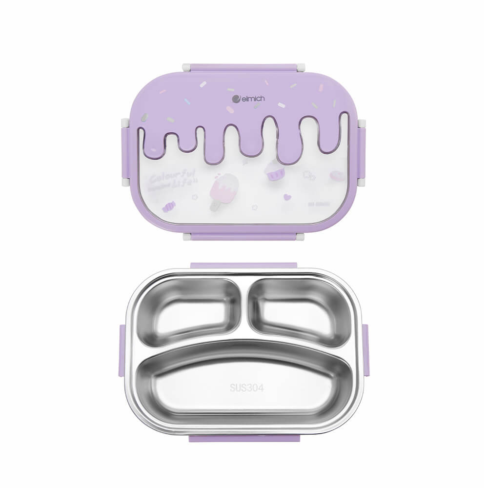 Hộp cơm cho trẻ em 3 ngăn, inox 304, dung tích 600mL Elmich 0009N3