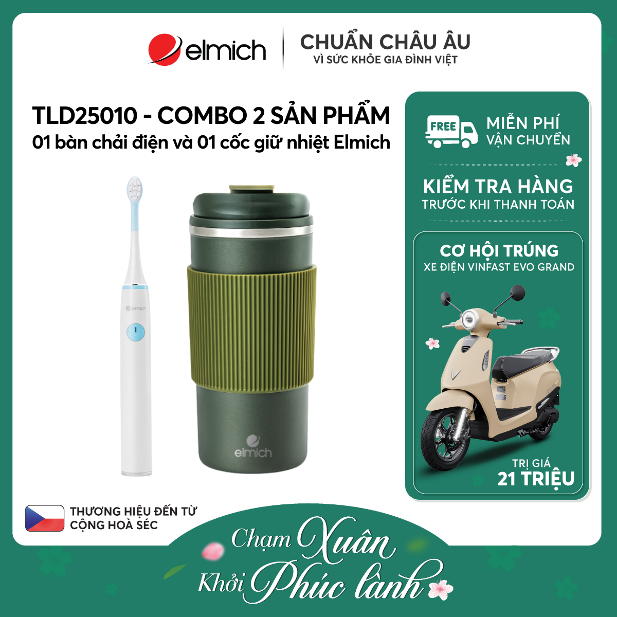 Combo 01 bàn chải đánh răng và 01 cốc giữ nhiệt Elmich - TLD25010