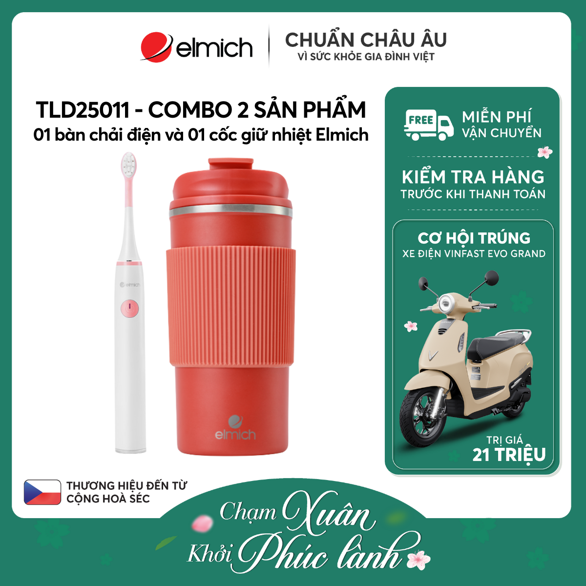 Combo 01 bàn chải đánh răng và 01 cốc giữ nhiệt Elmich - TLD25011