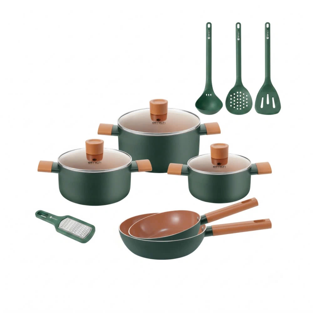Bộ nồi chảo chống dính Elmich Daily size 18,20,24 chảo 20, 26cm