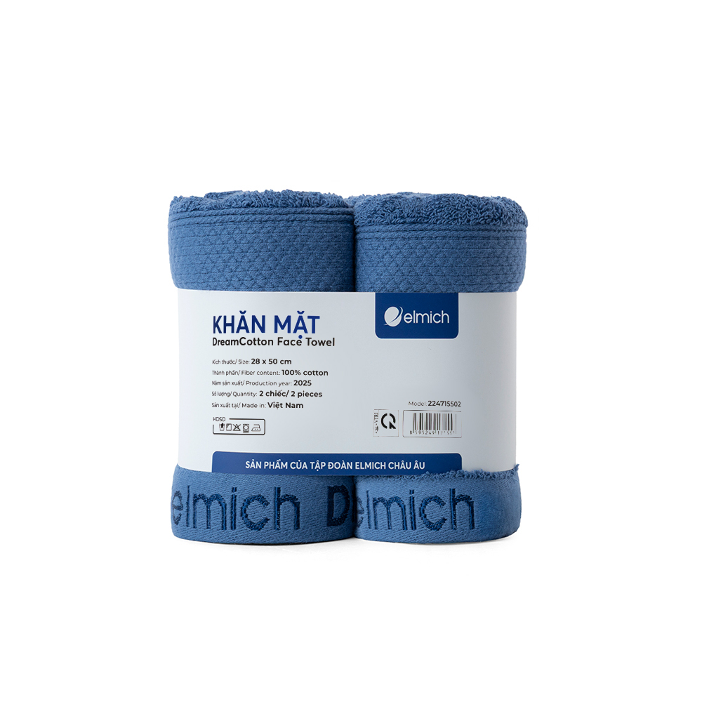 Bộ 2 khăn mặt 100% cotton cao cấp Elmich Dr.Sleep