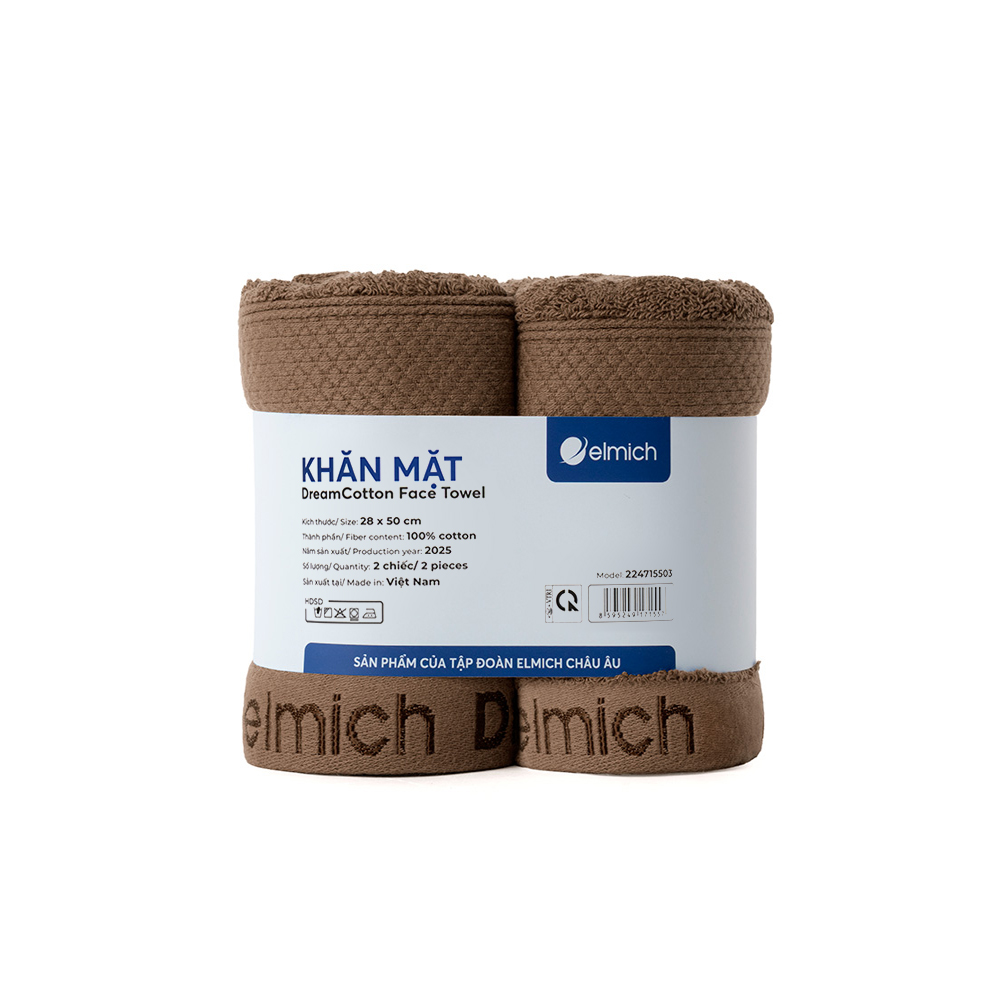 Bộ 2 khăn mặt 100% cotton cao cấp Elmich Dr.Sleep