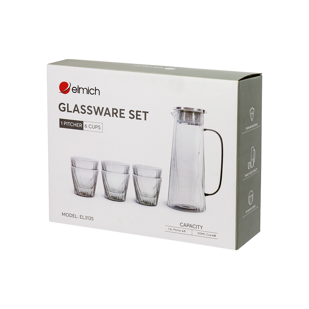 Bộ bình nước thủy tinh kèm 6 cốc Elmich EL3135