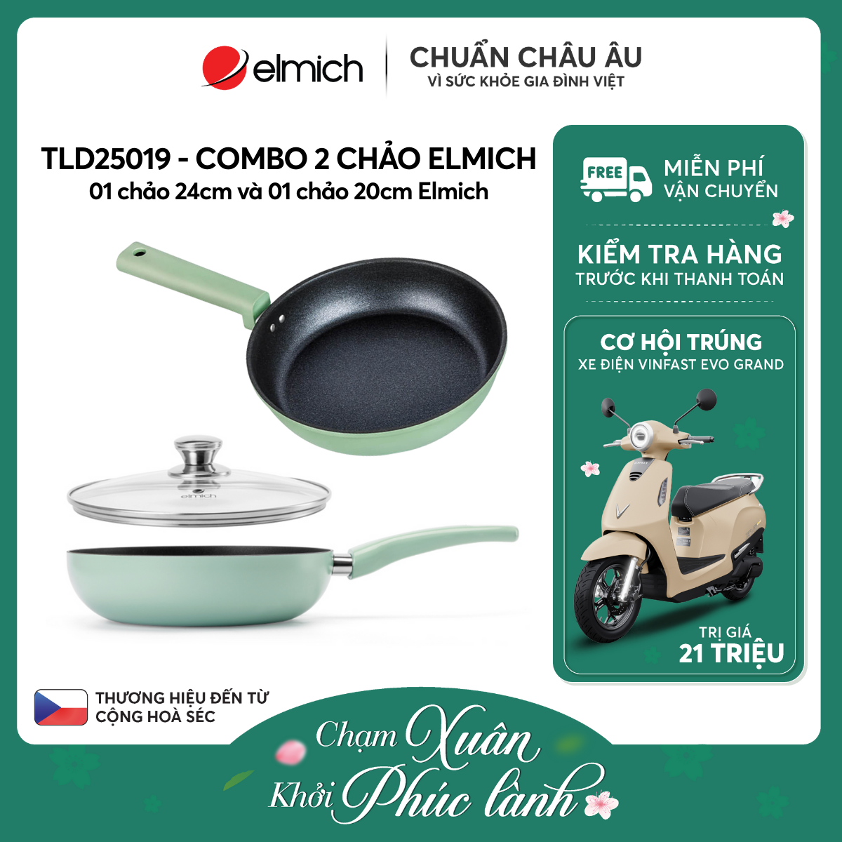 Combo 02 chảo size 20cm, 24cm Elmich - TLD25019