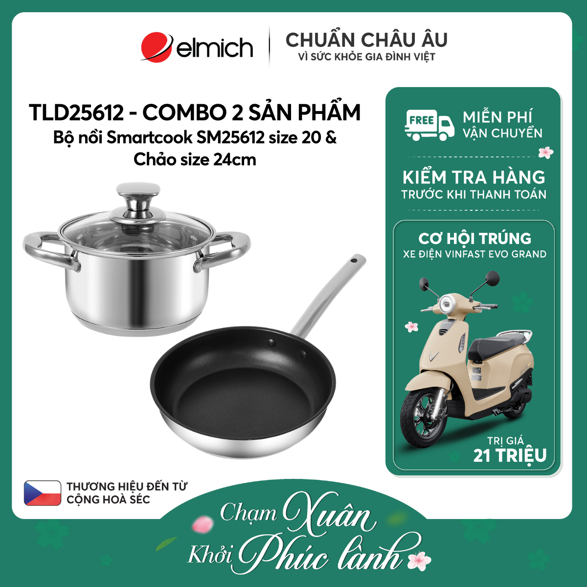 Bộ nồi Smartcook SM25612 Size 20, chảo 24cm