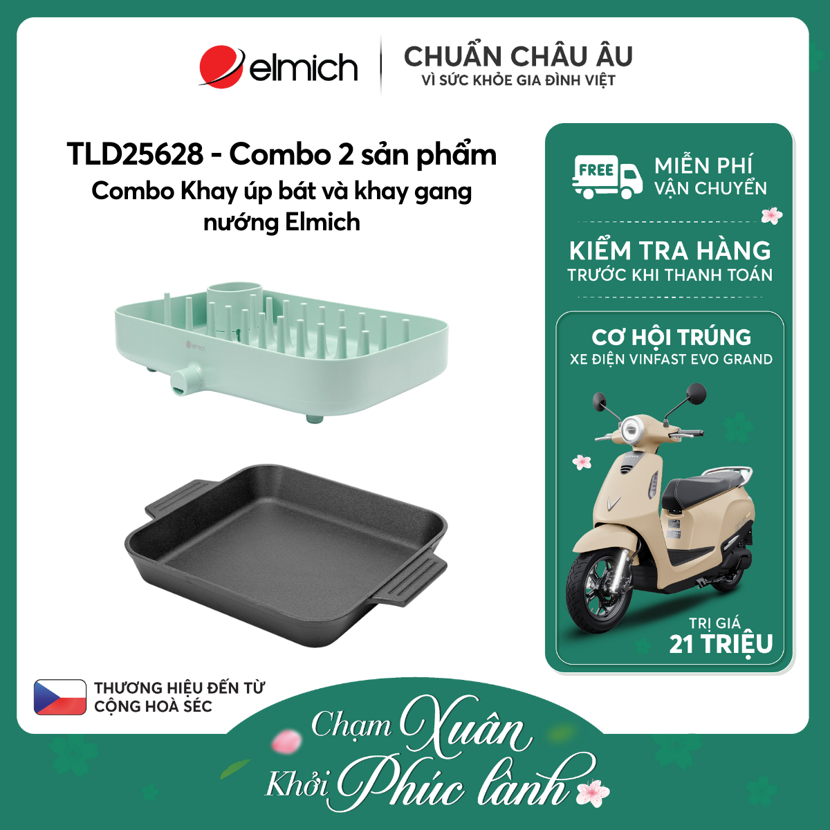 Combo Khay úp bát và khay gang nướng Elmich - TLD25628