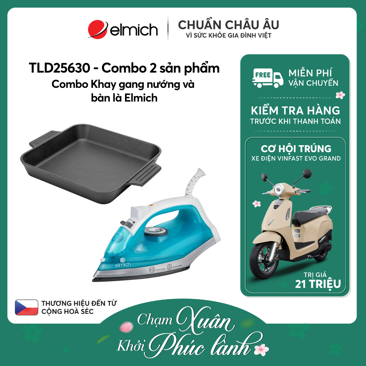 Combo Khay gang nướng và bàn là Elmich - TLD25630