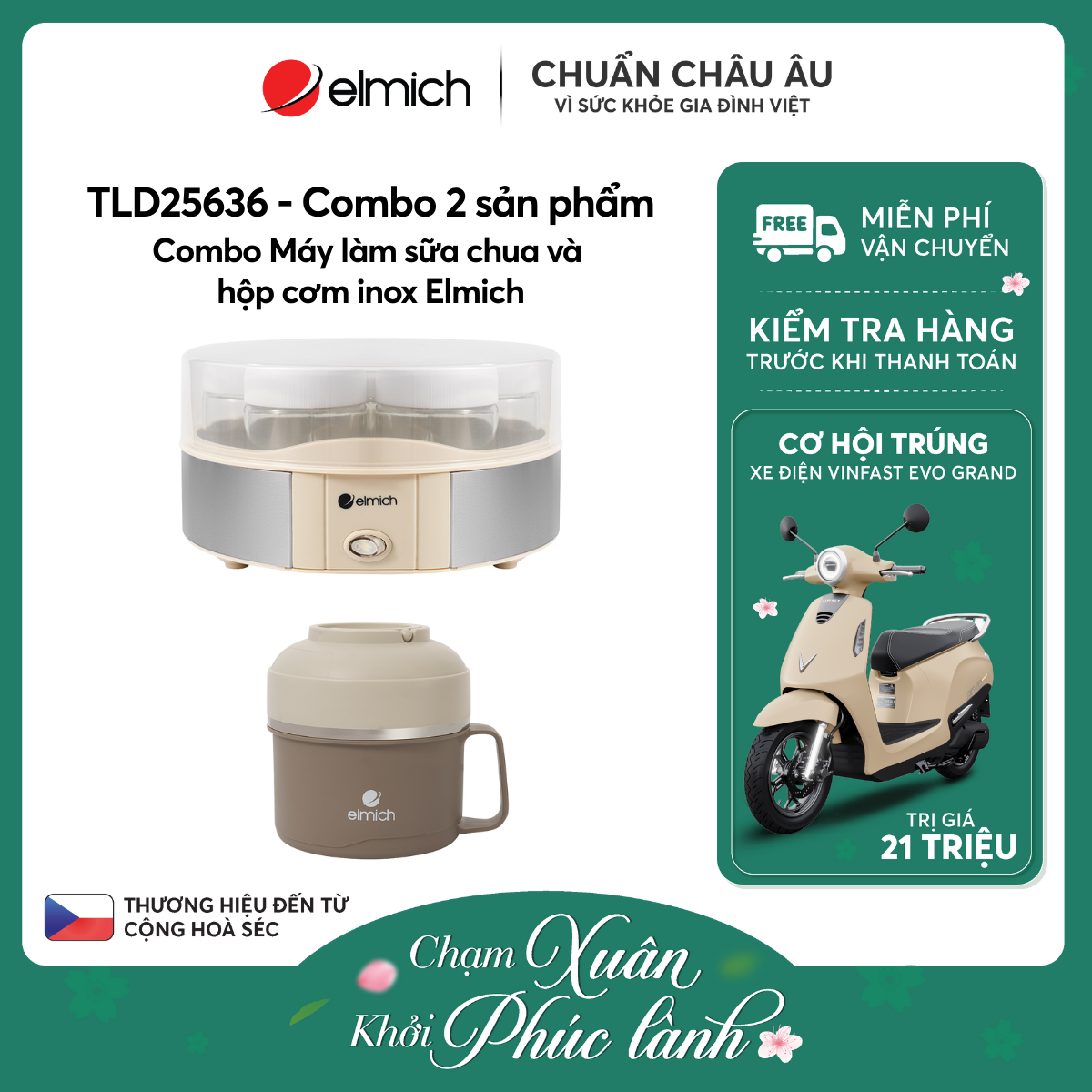 Combo Máy làm sữa chua và hộp cơm inox Elmich - TLD25636