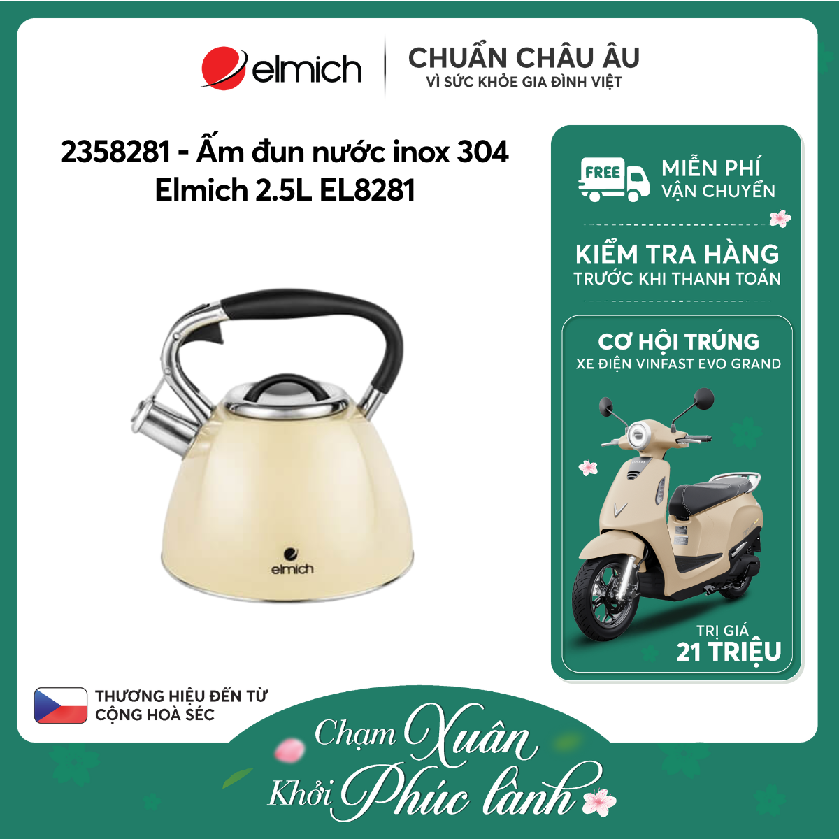 Ấm đun nước inox cao cấp Elmich 2.5L - 8281