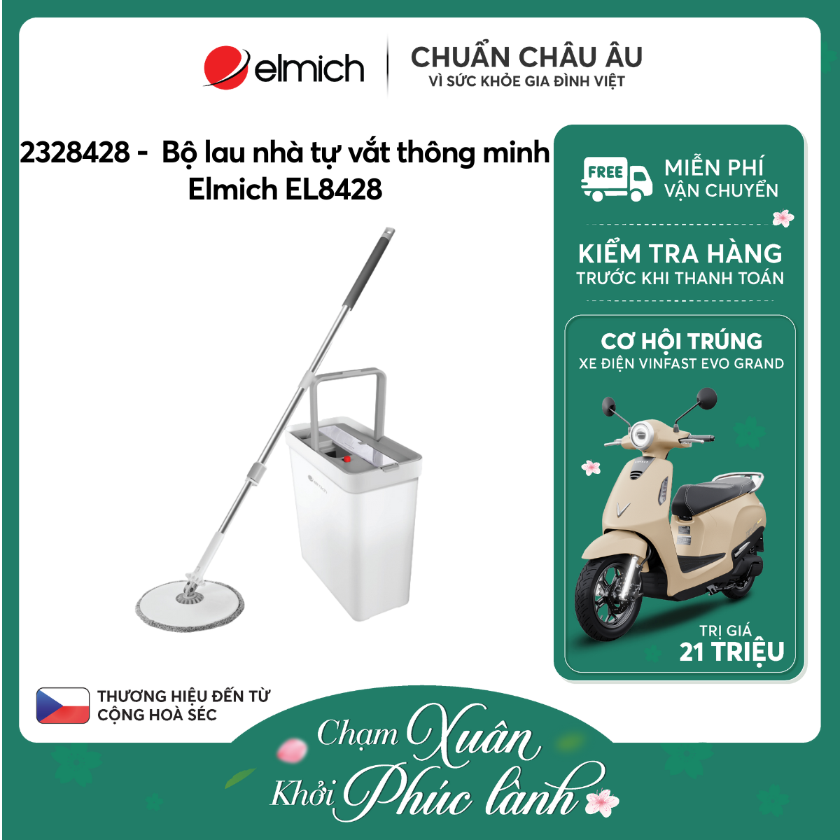 Bộ lau nhà tự vắt thông minh Elmich EL8428