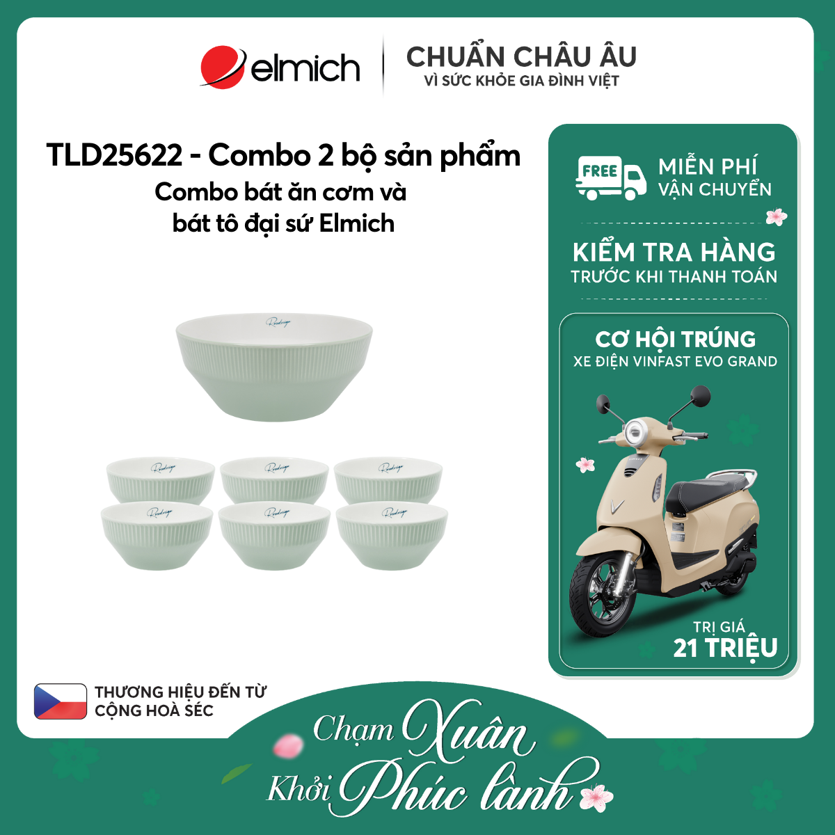 Combo bát ăn cơm và bát tô đại sứ Elmich - TLD25622