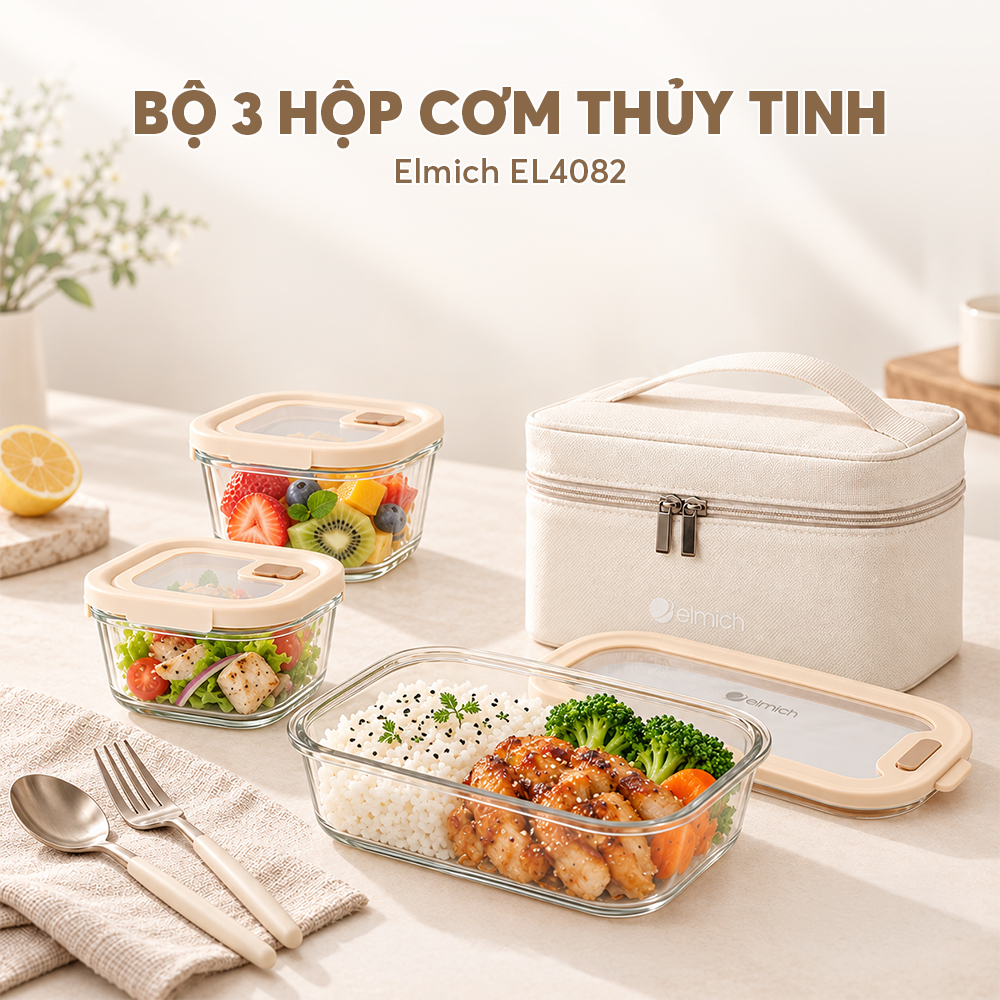 Bộ 3 hộp cơm thủy tinh Elmich Daily EL4082