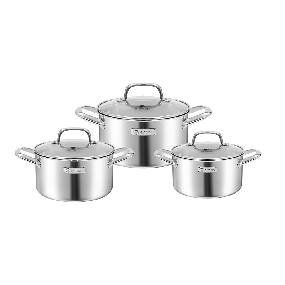 Bộ nồi inox liền khối Elmich Trimax Napoli EL2352482IN03 Size18,20,26cm