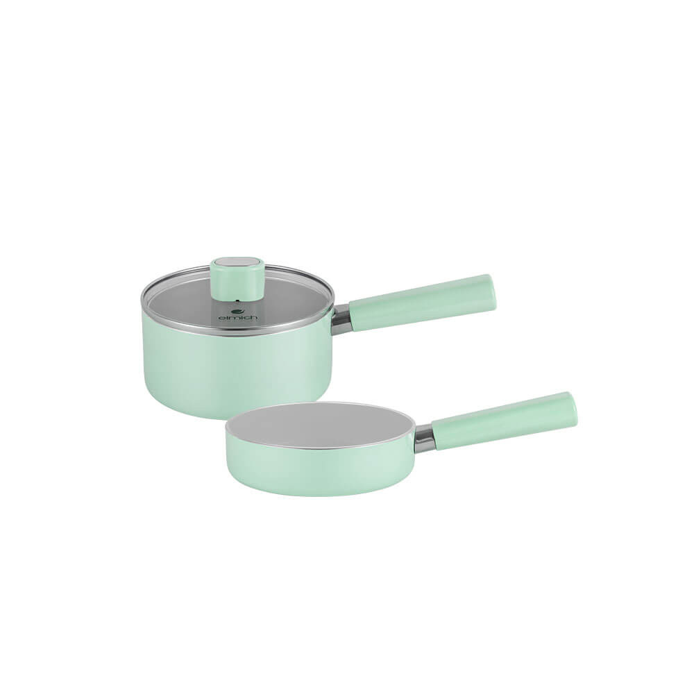 Combo 01 bộ nồi size 16cm, 01 chảo và 01 đế lót nồi silicon Elmich - TLD25618