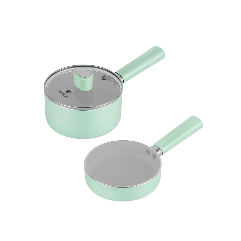 Combo 01 bộ nồi size 16cm, 01 chảo và 01 đế lót nồi silicon Elmich - TLD25618