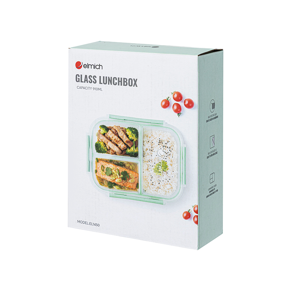Hộp cơm thủy tinh 3 ngăn Elmich EL1450 dung tích 910ml