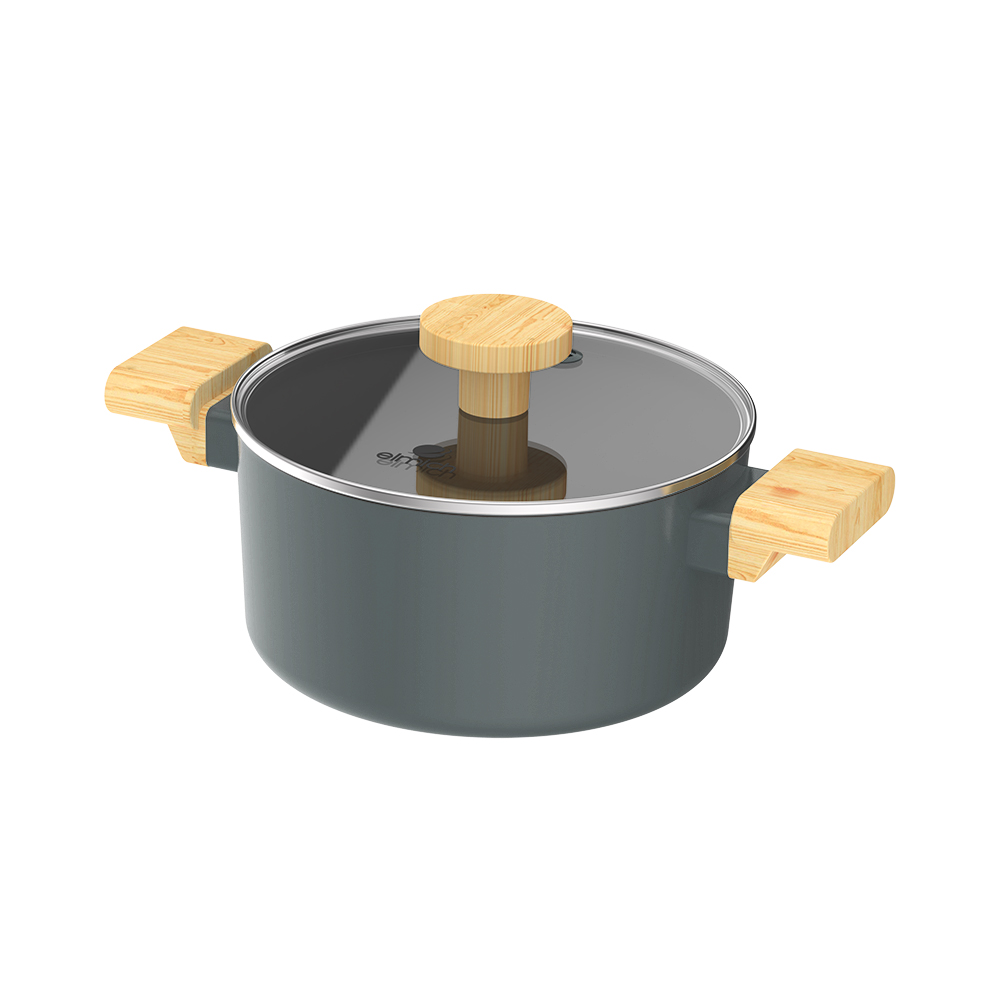 Nồi chống dính vân gỗ Elmich Nature EL-5206BK size 18, 20, 24 cm