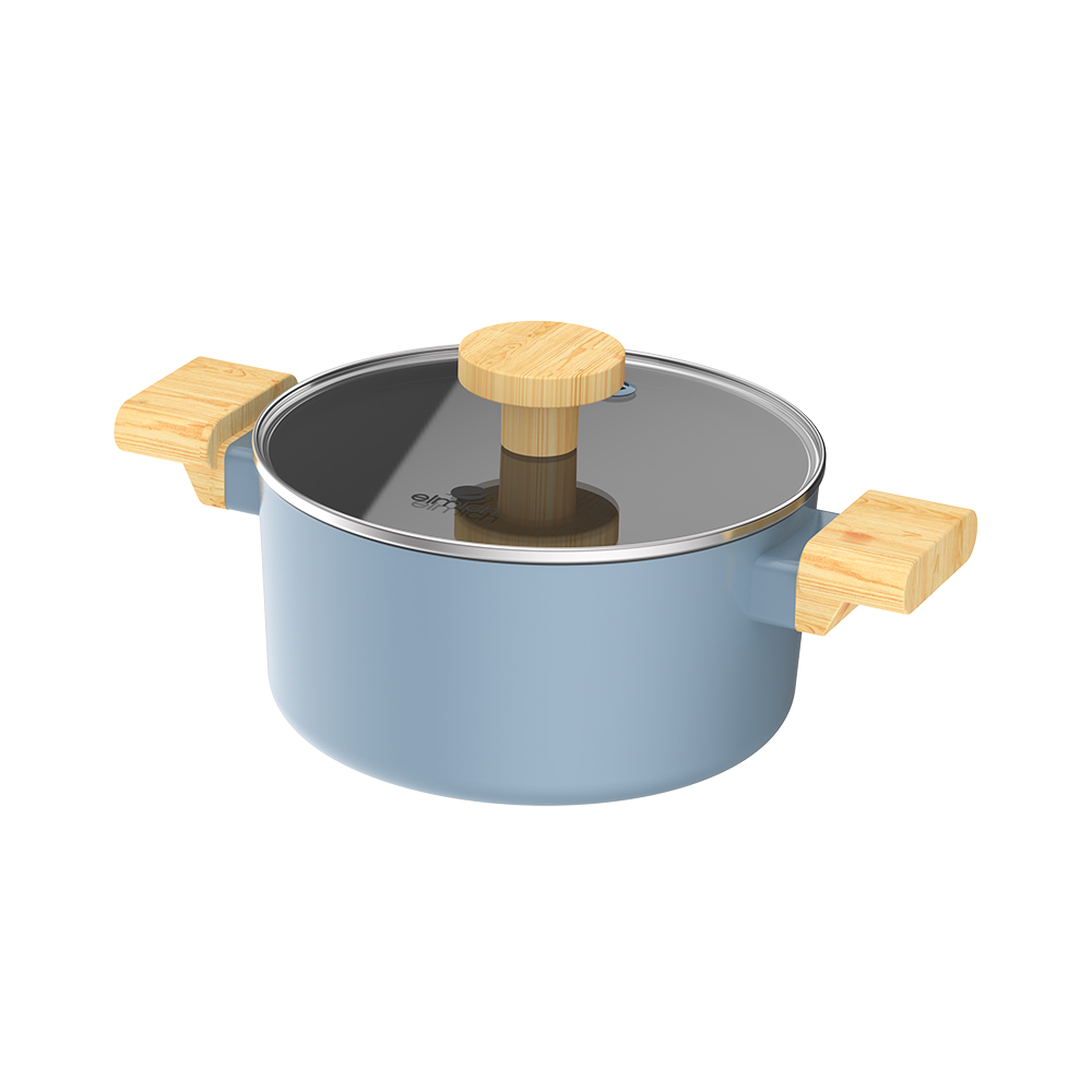 Bộ nồi chống dính vân gỗ Elmich Nature EL-5206MG03 Nồi size 18, 20, chảo 24cm.